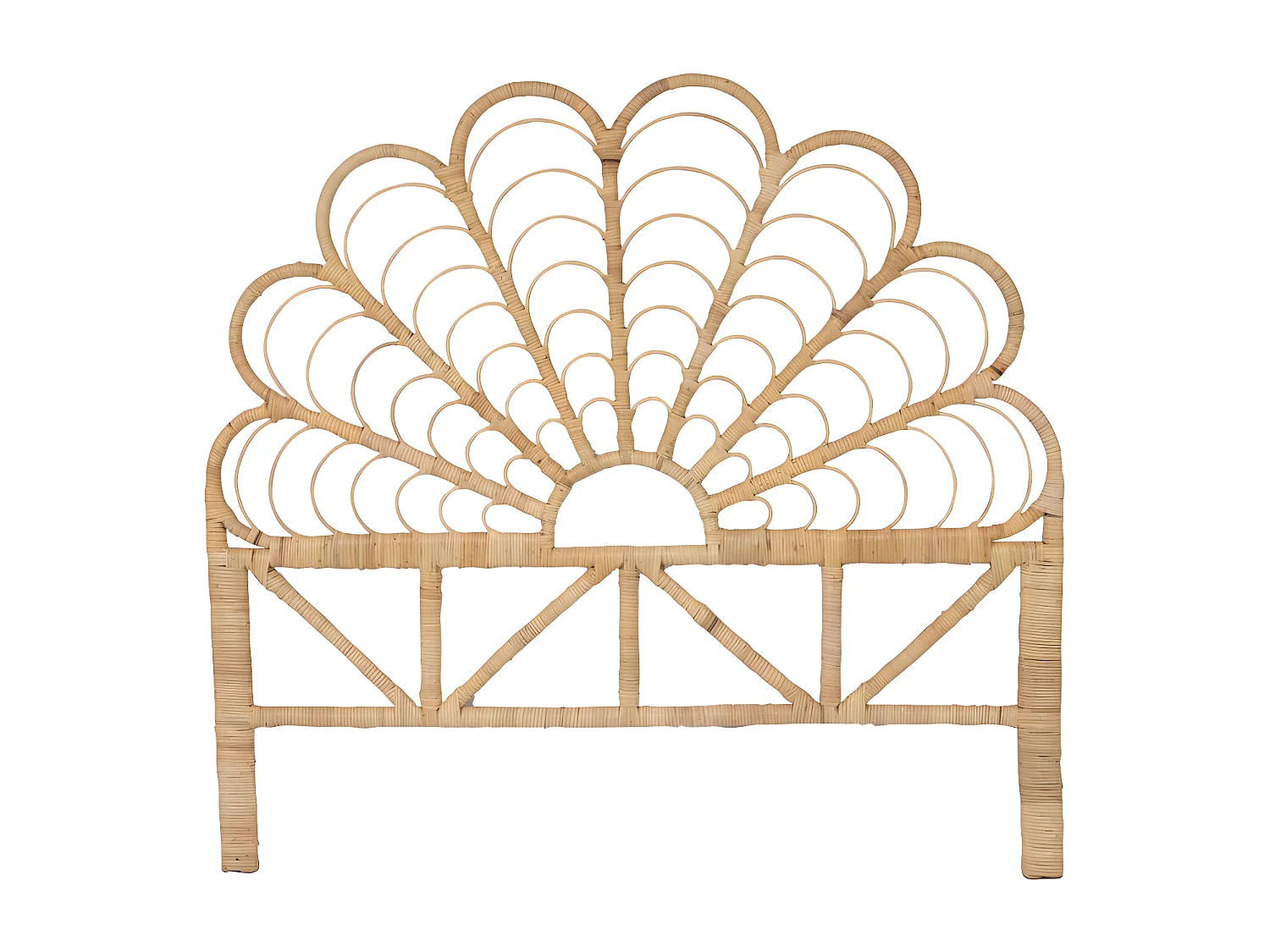 Bettkopfteil - Rattan - 140 cm - Naturfarben - FLOSIA