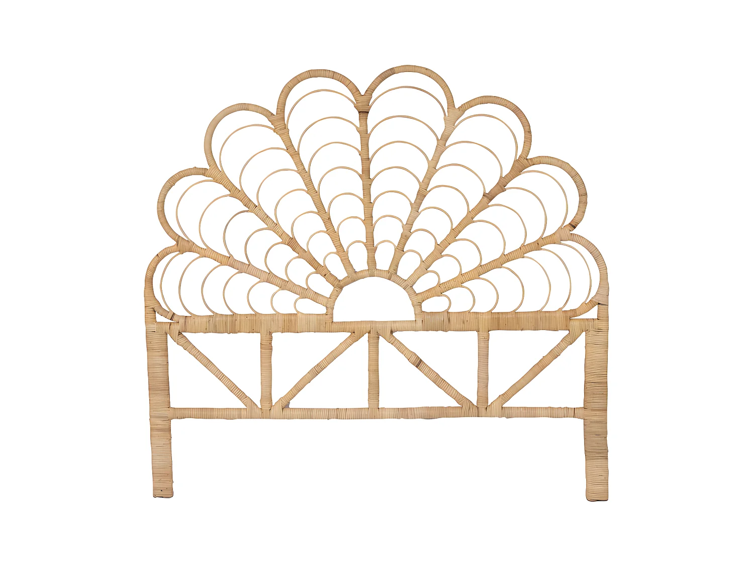 Bettkopfteil - Rattan - 140 cm - Naturfarben - FLOSIA