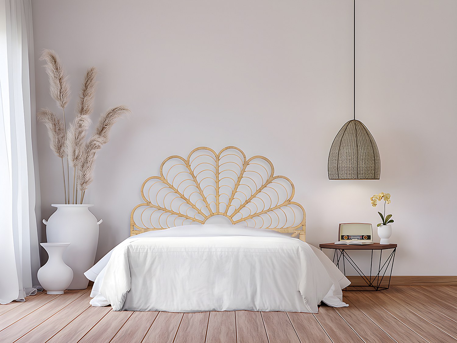 Vente-unique Bettkopfteil - Rattan - 140 Cm - Naturfarben - Flosia