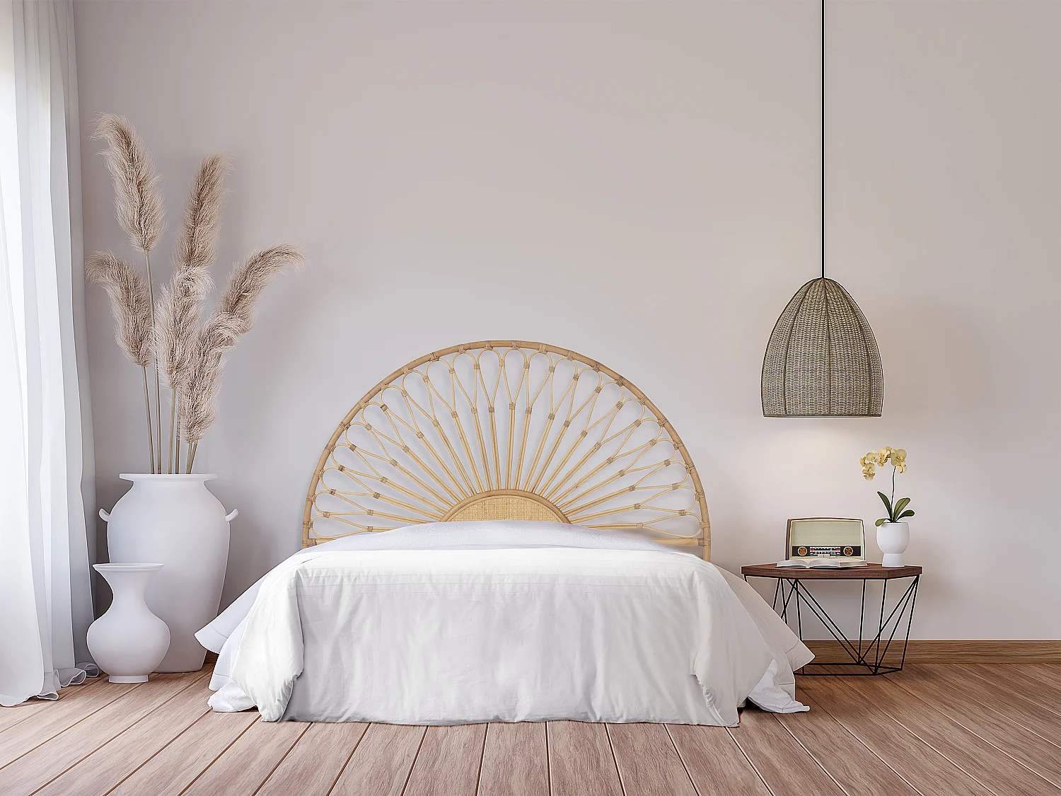 Tête de lit 140 cm - Rotin - Naturel - SOLIA