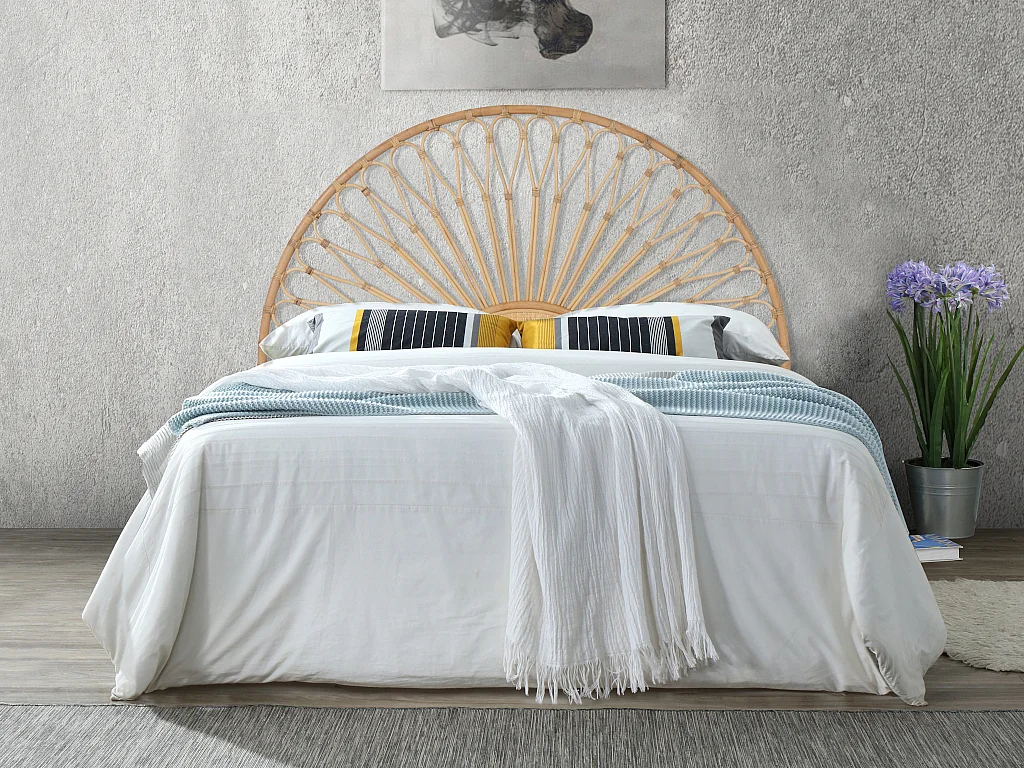 Bettkopfteil - Rattan - 140 cm - Naturfarben - SOLIA
