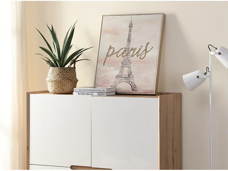 Kunstdruck Paris mit Schmuck - Rahmen Kiefernholz - 54 x 64 cm - LUTECE