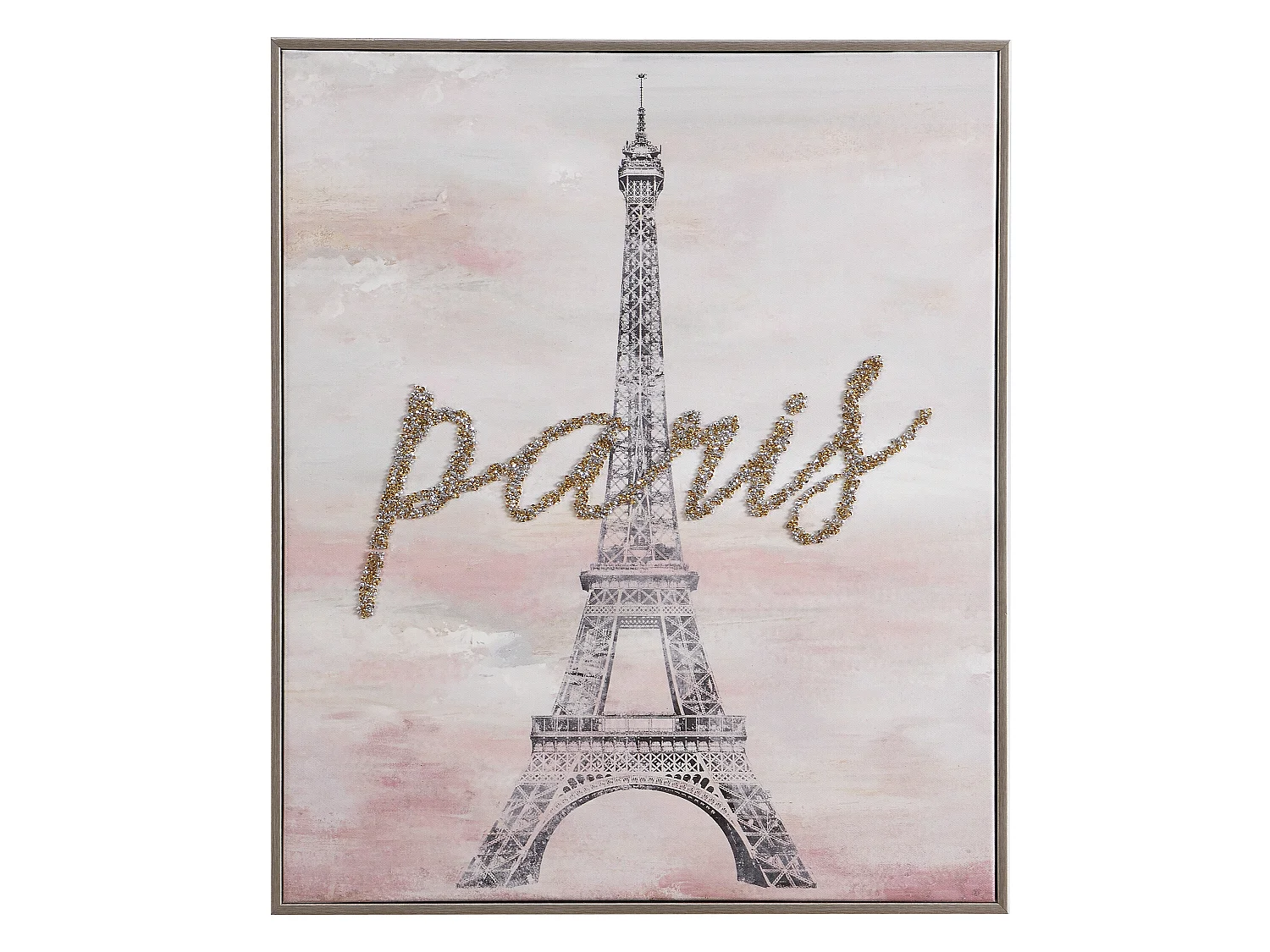 Trykt lærred med Paris-motiv og smykker - L. 54 x H. 64 cm - Fyrretræsramme - LUTECE