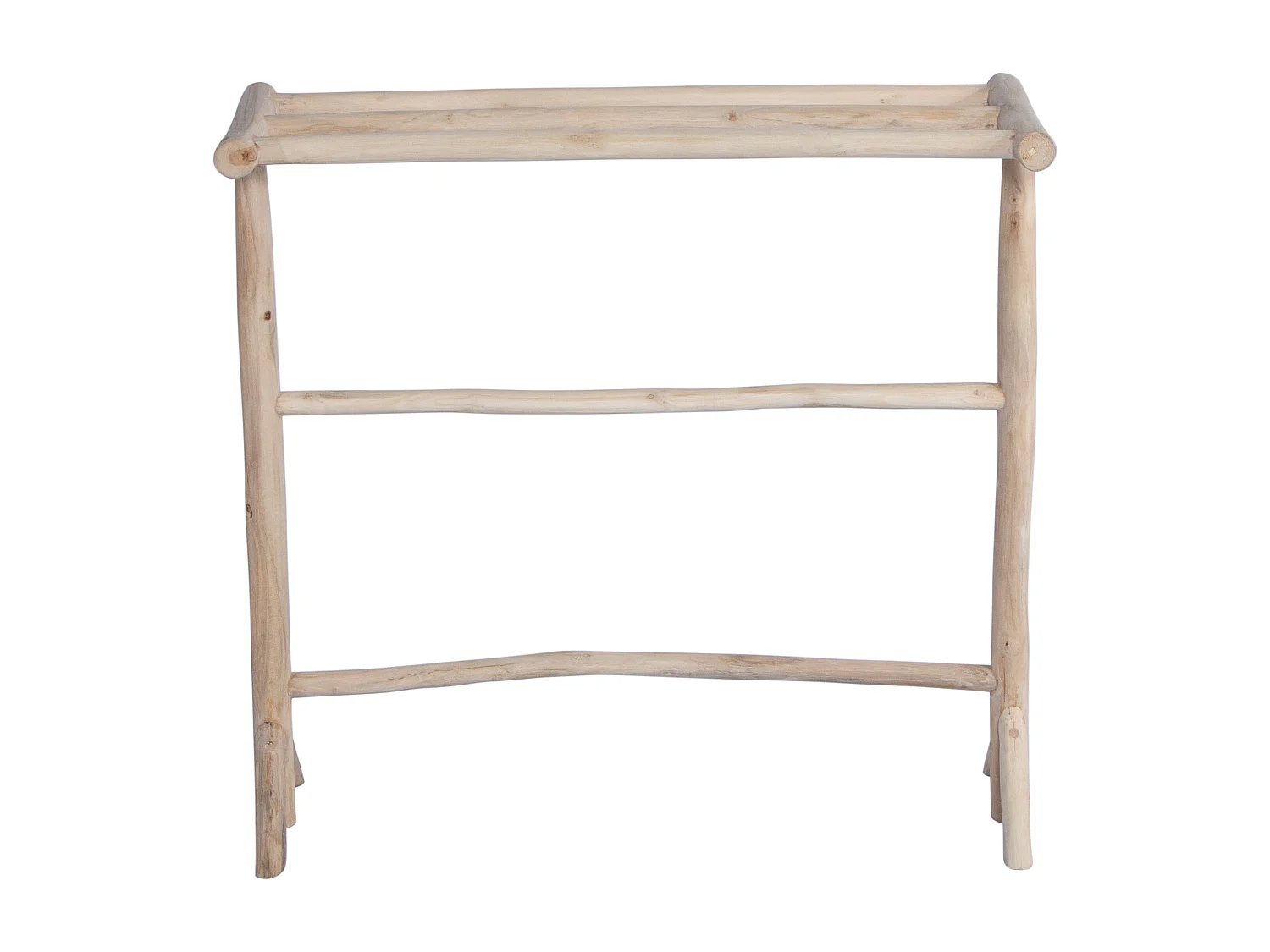 Porte-serviettes sur pieds en bois de teck massif - L 80 cm x P 29 cm x H 75 cm – FODNA