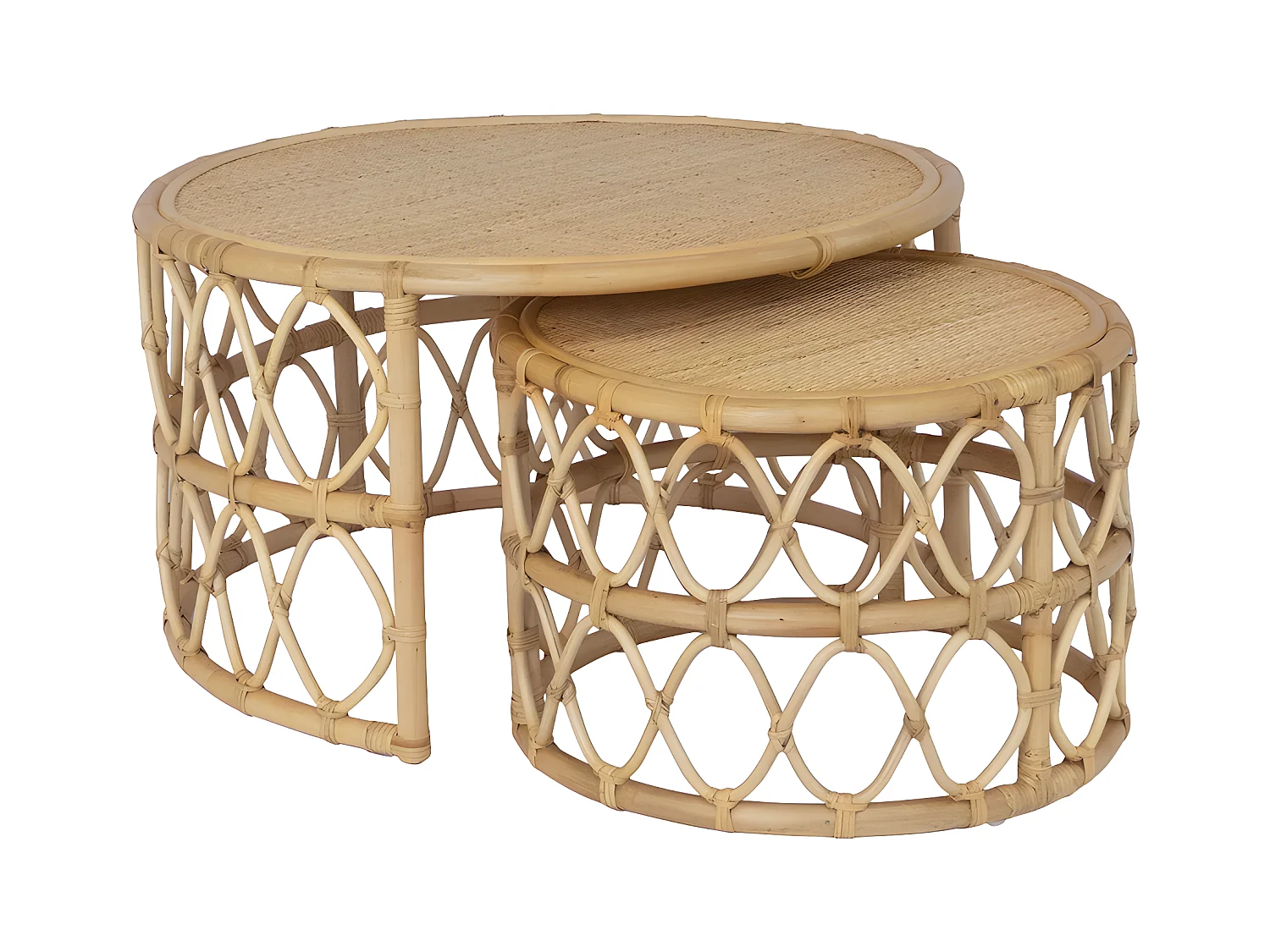 Inschuifbare salontafel van rotan - Naturelkleurig - RONITA