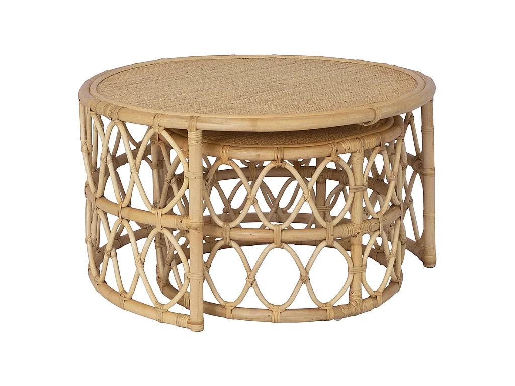 Inschuifbare salontafel van rotan - Naturelkleurig - RONITA