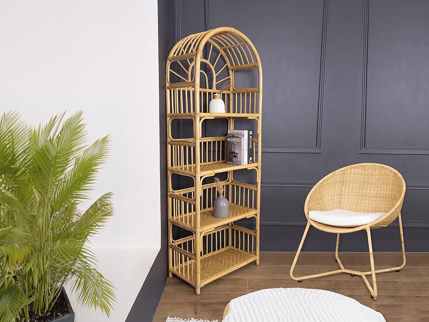 Regal mit 4 Ablagen - Rattan - Naturfarben - IRISOU günstig online kaufen