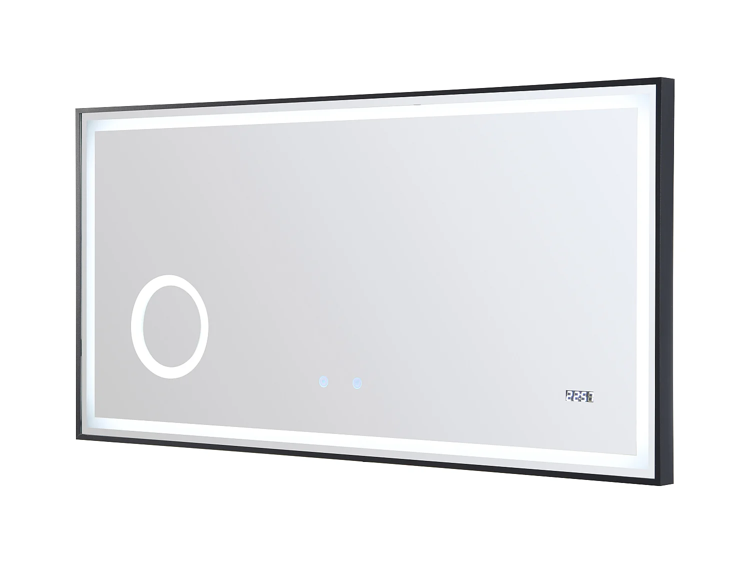 Specchio da bagno rettangolare con orologio digitale - 120 x 60 cm - AITANA