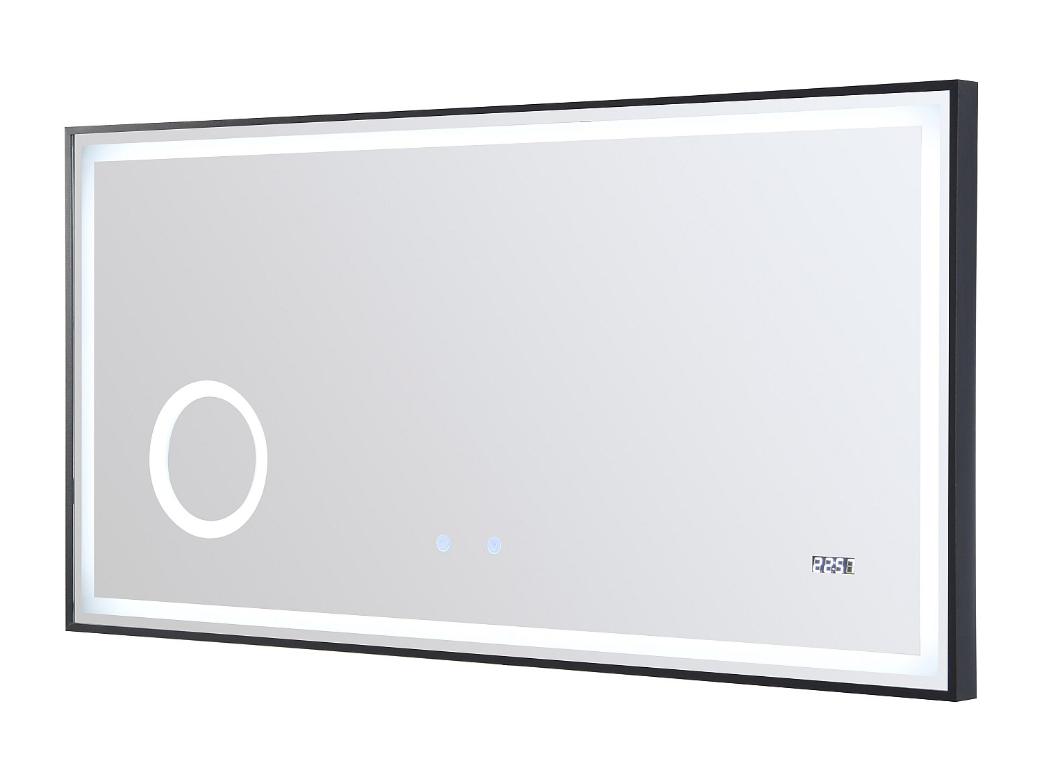 Badezimmerspiegel rechteckig mit Digitaluhr beleuchtet - 120 x 60 cm - AITA günstig online kaufen