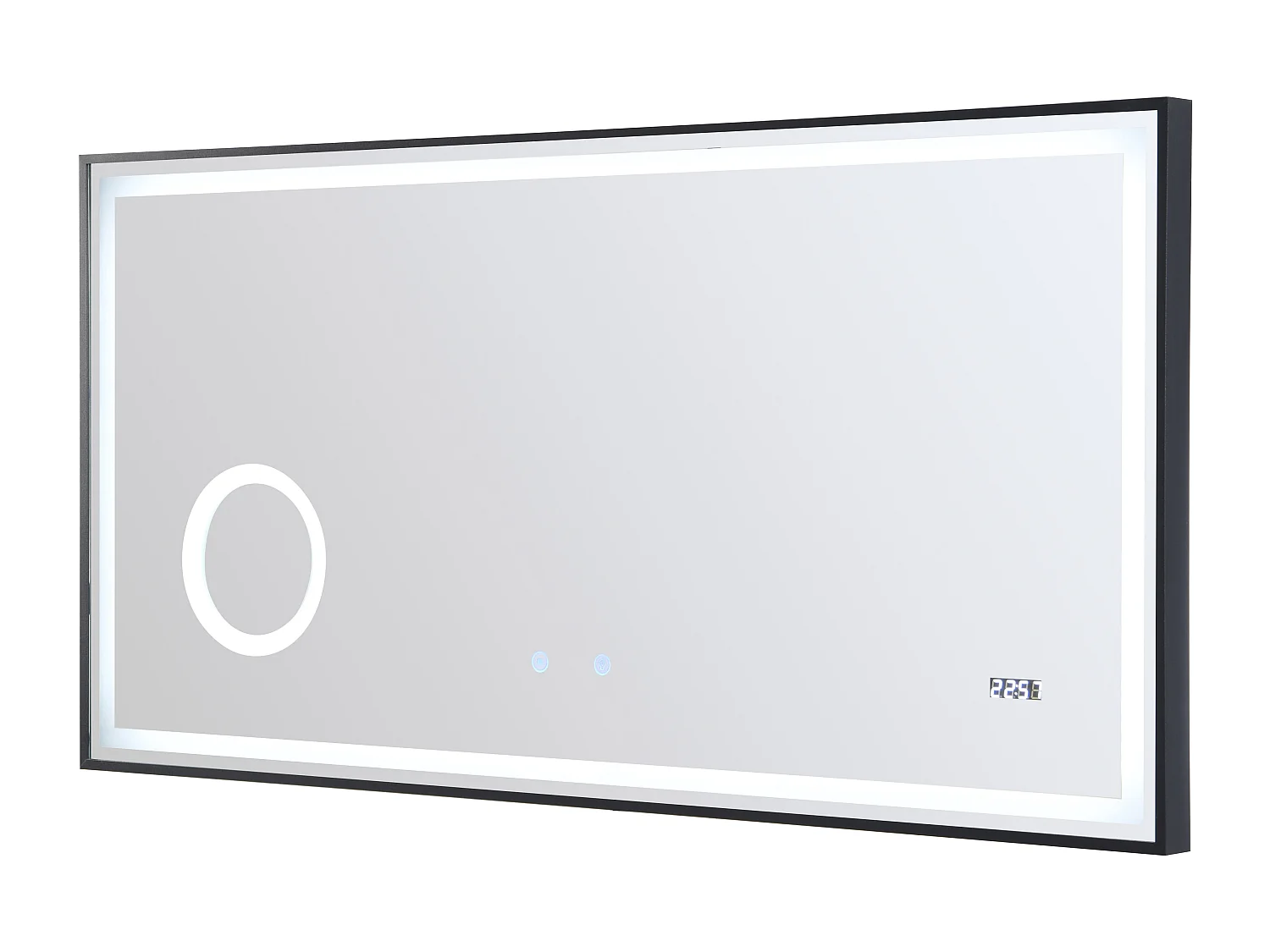 Badezimmerspiegel rechteckig mit Digitaluhr beleuchtet - 120 x 60 cm - AITANA