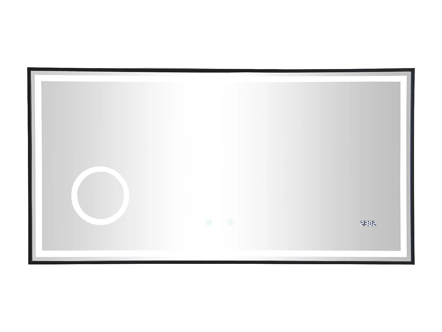 Badezimmerspiegel rechteckig mit Digitaluhr beleuchtet - 120 x 60 cm - AITANA