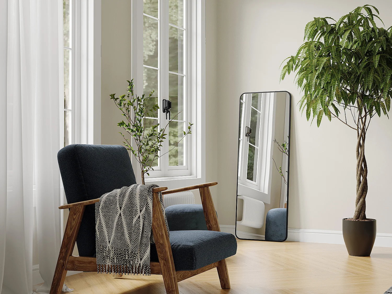 Rechthoekige badkamerspiegel met zwarte contour - 140x50 cm - DEMETRIA