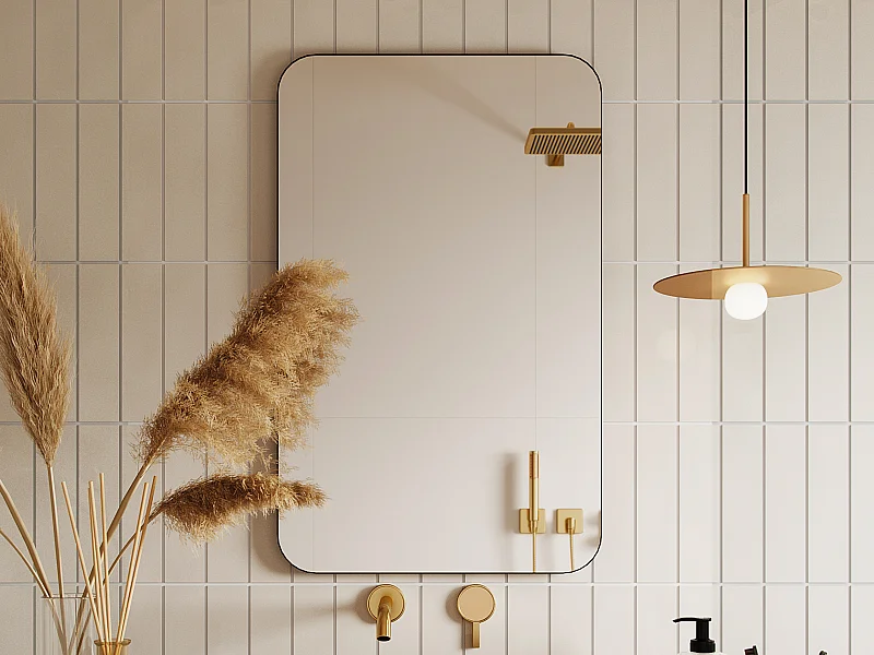 Specchio per bagno rettangolare 50 x 80 cm Contorno Nero - DEMETRIA