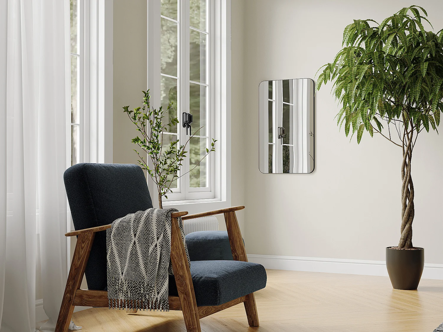 Miroir de salle de bain rectangle contour noir - 50x80 cm - DEMETRIA