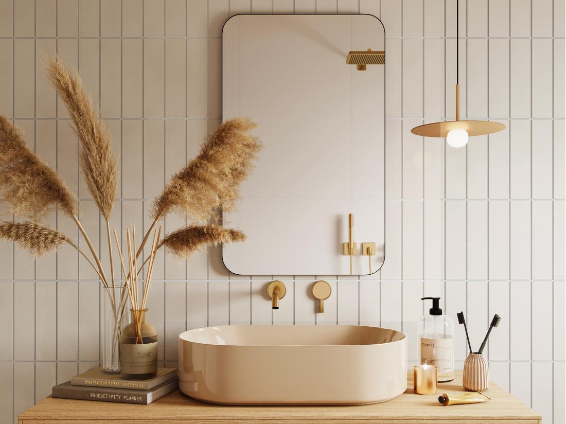 vente unique Miroir de salle de bain rectangle contour noir - 50x80 cm - DEMETRIA