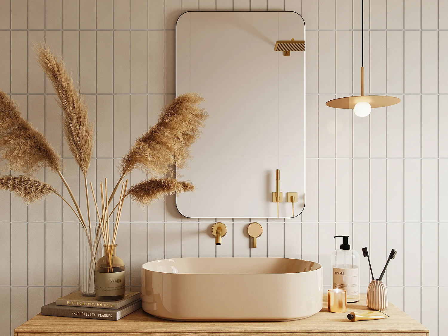 Rektangulärt badrumsspegel med svart kant - 50x80 cm - DEMETRIA