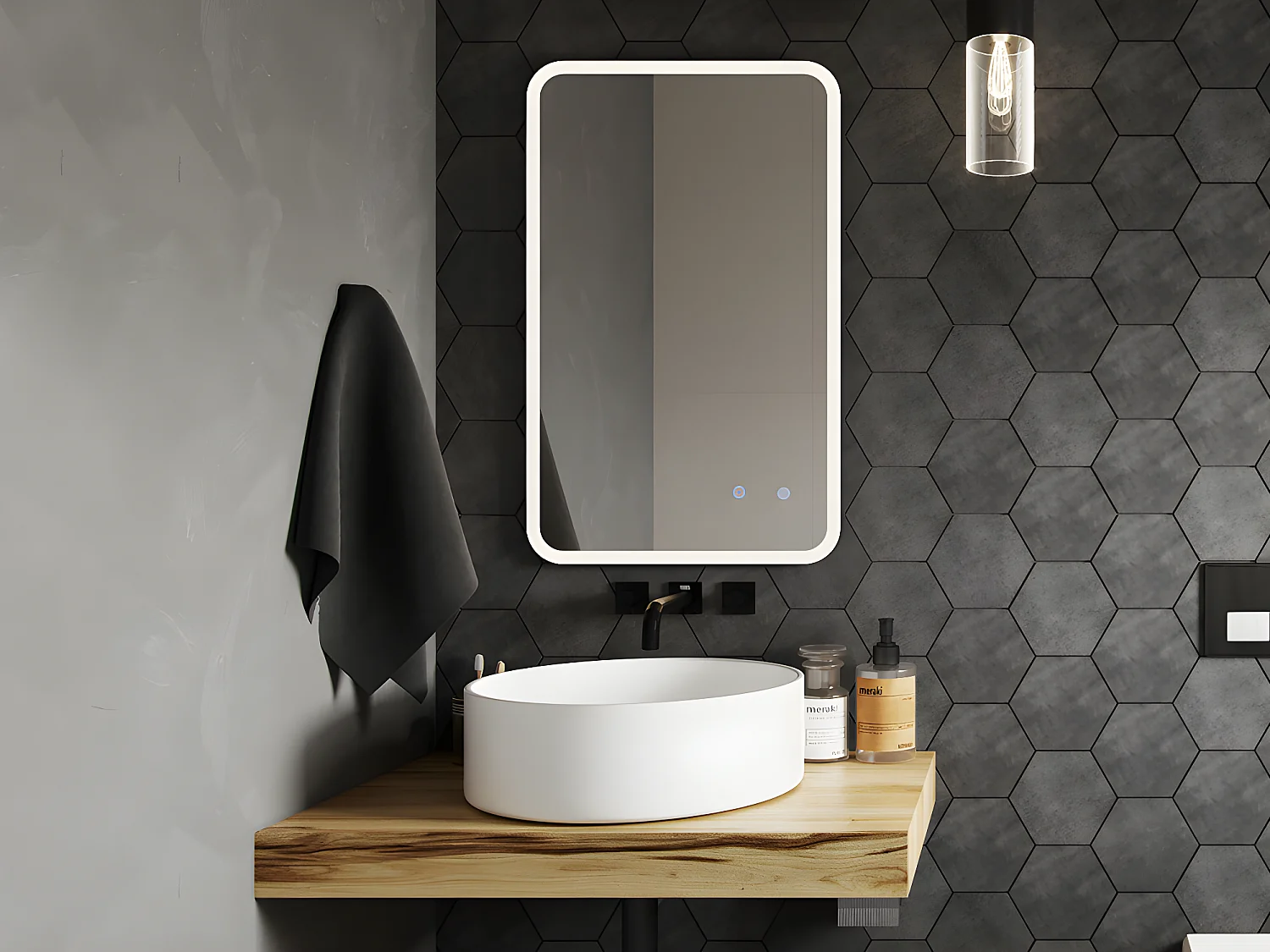 Lustro łazienkowe prostokątne podświetlane anti-fog - 50x80 cm LIMORICO