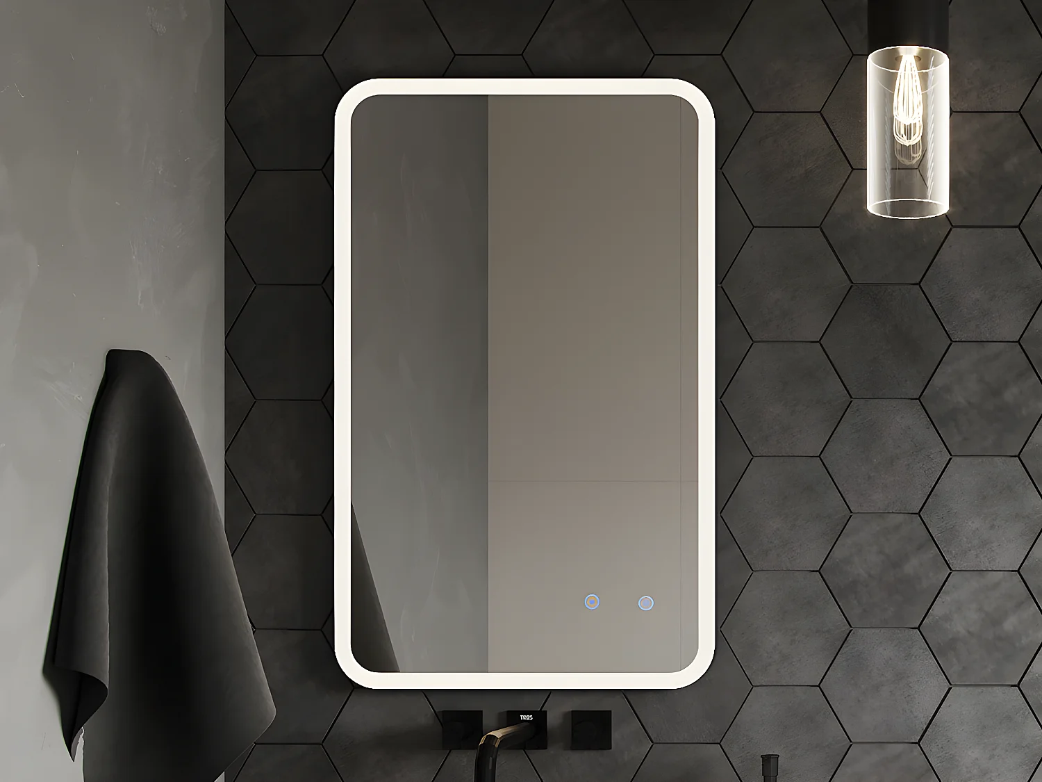 Lustro łazienkowe prostokątne podświetlane anti-fog - 50x80 cm LIMORICO