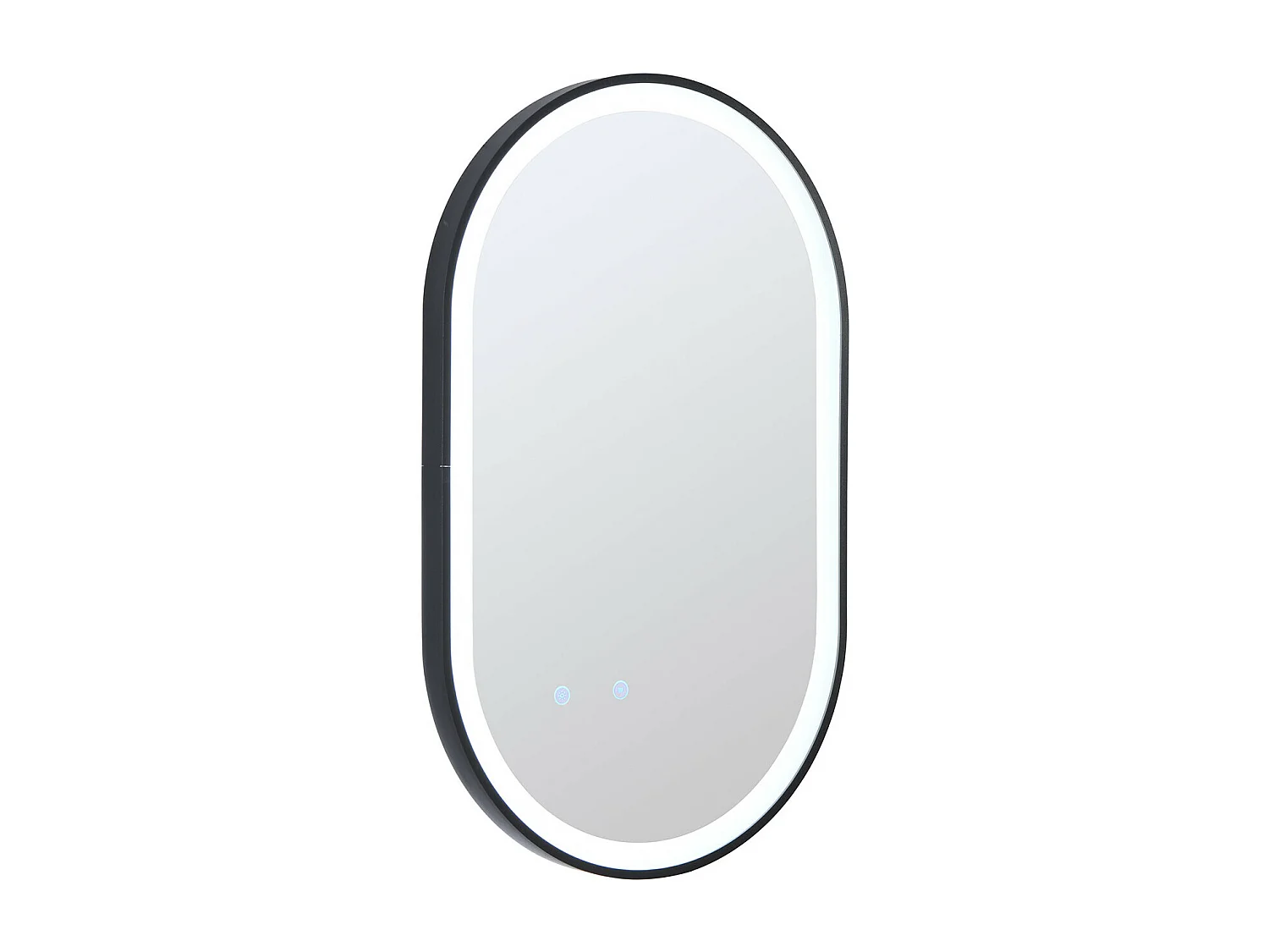 Badezimmerspiegel oval mit Beleuchtung - beschlagfrei - 50 x 80 cm - Schwarze Kontur - ALARICO