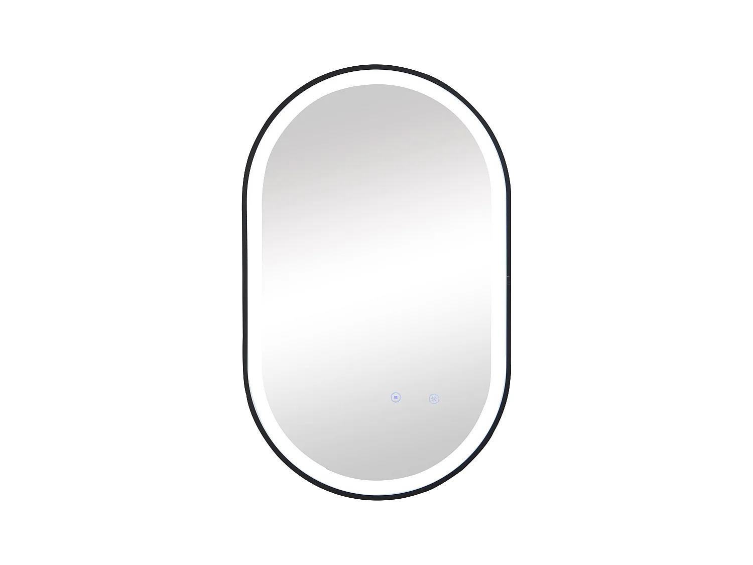 Miroir de salle de bain lumineux ovale anti buée avec contour noir - 50 x 80 cm - ALARICO