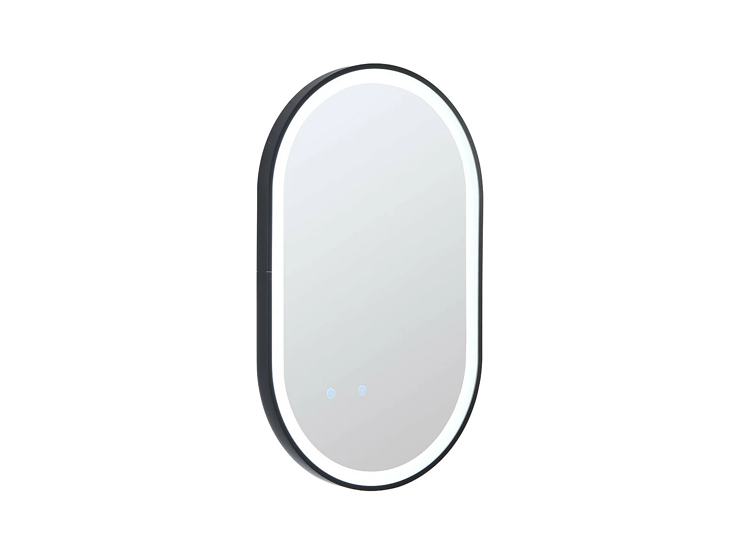 Miroir de salle de bain lumineux ovale anti buée avec contour noir - 50 x 80 cm - ALARICO