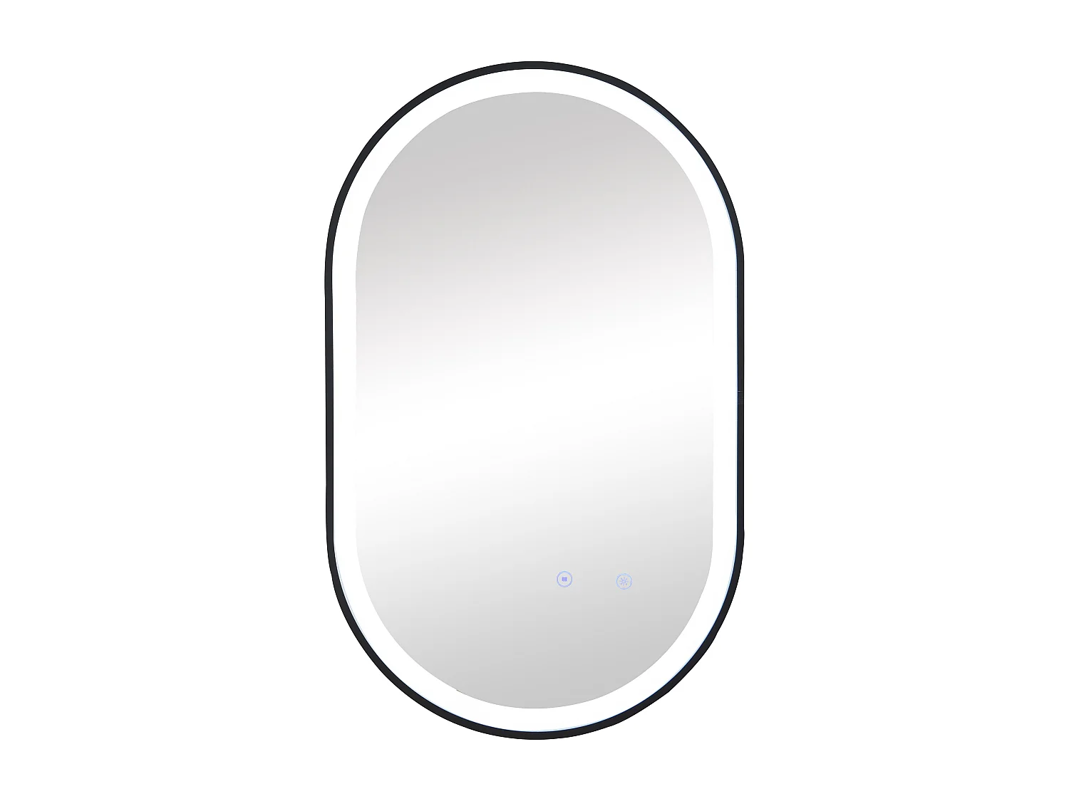 Badezimmerspiegel oval mit Beleuchtung - beschlagfrei - 50 x 80 cm - Schwarze Kontur - ALARICO