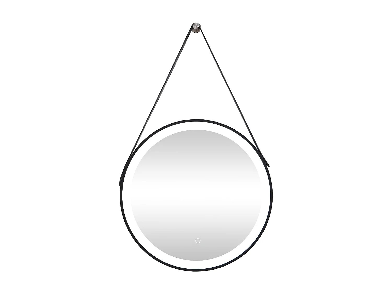 Miroir de salle de bain lumineux anti buée suspendu avec accroche et contour noir - 60 x 60 cm - BORJA