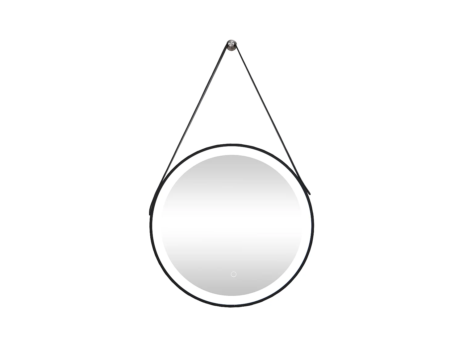 Miroir de salle de bain lumineux anti buée suspendu avec accroche et contour noir - 60 x 60 cm - BORJA
