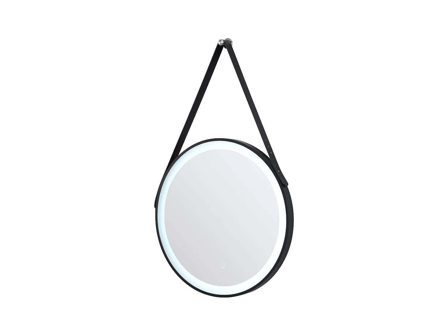 Miroir de salle de bain lumineux anti buée suspendu avec accroche et contour noir - 60 x 60 cm - BORJA