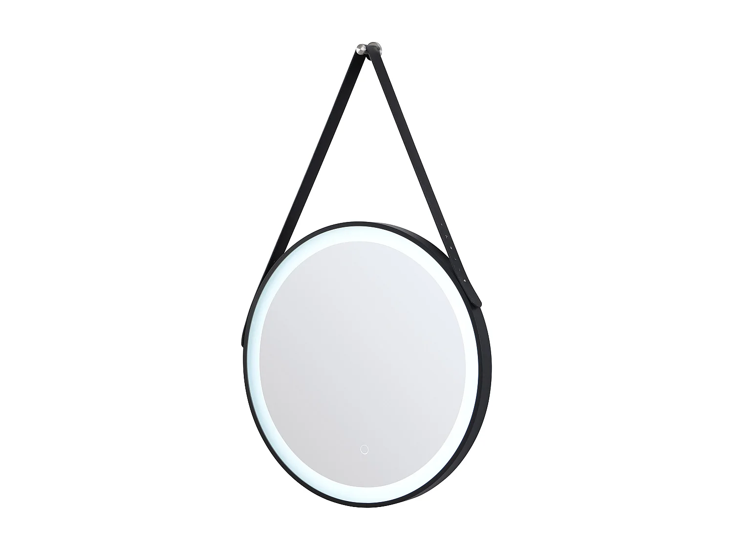 Specchio per bagno luminoso antiappannamento sospeso con gancio e contorno 60 x 60 cm Nero - BORJA