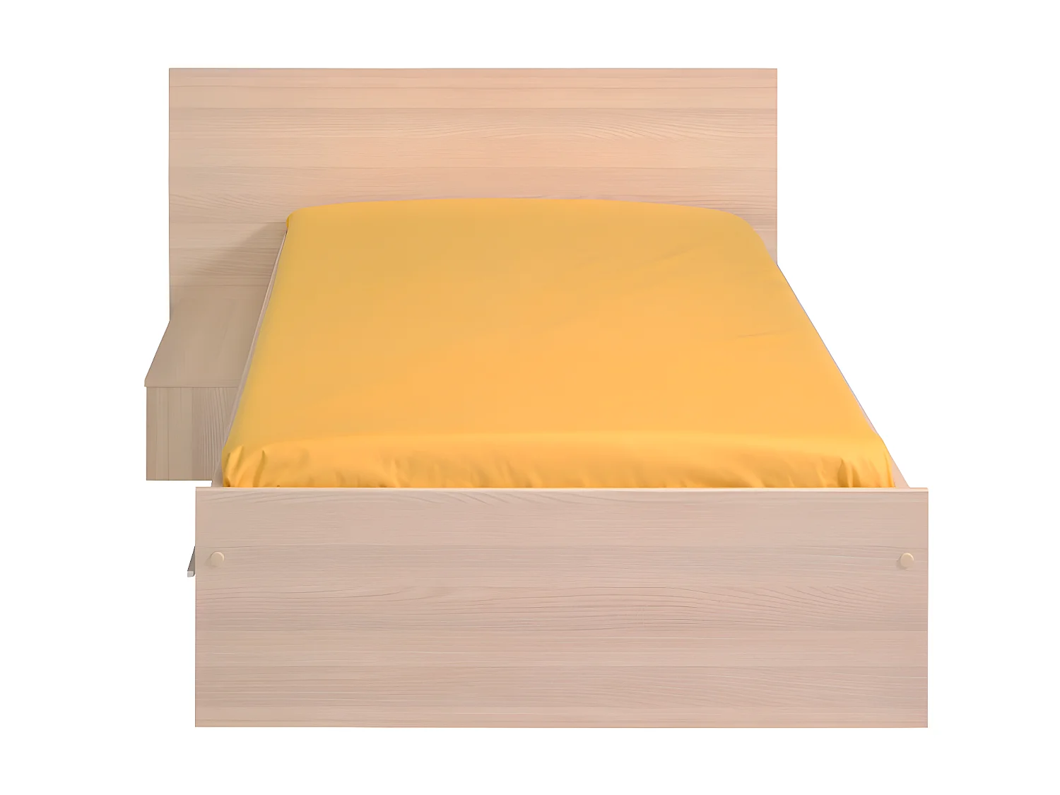 Kinderbett mit 1 Schublade + Lattenrost + Matratze - 90 x 190 cm - Naturfarben & Weiß - IPLIA