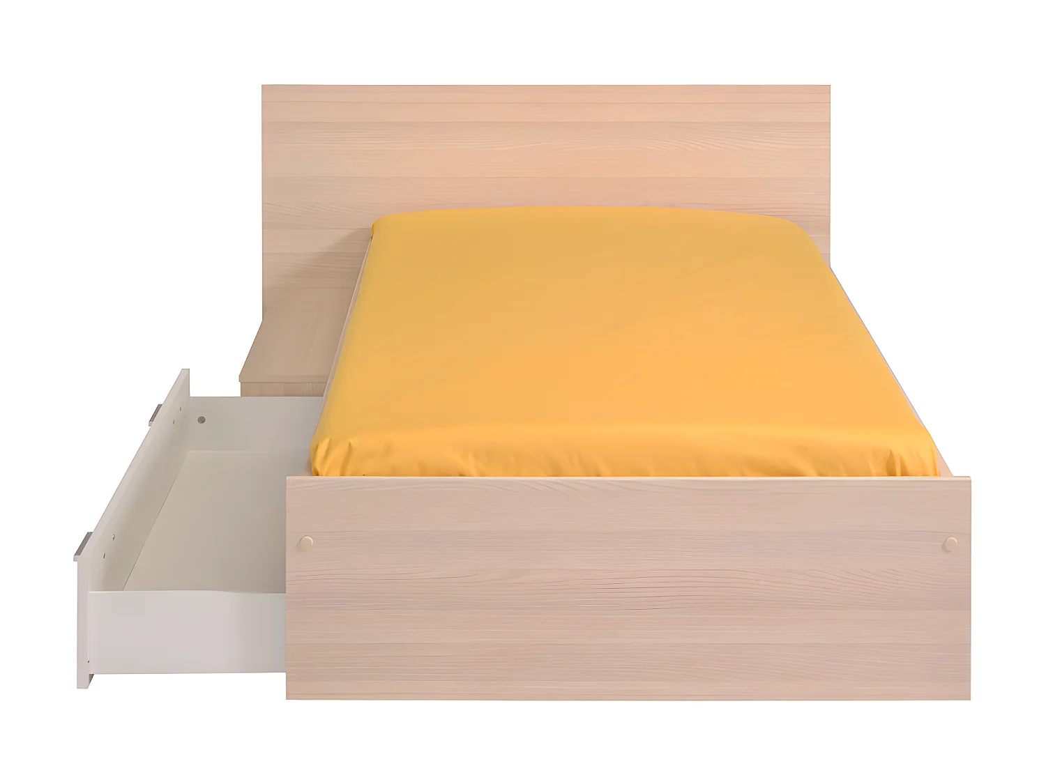 Kinderbed - 1 lade - 90 x 190 cm - Eikenkleur & wit + bedbodem + matras - IPLIA