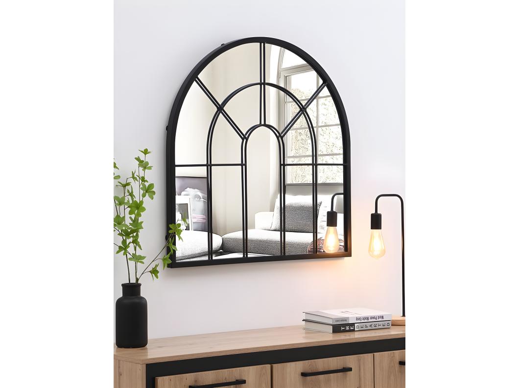 Miroir fenêtre en métal - H. 80 x L. 80 cm - Noir - LOYA