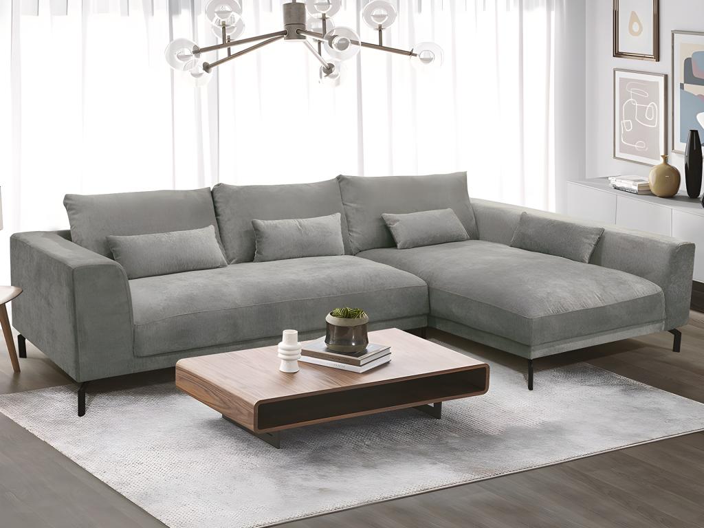 Ecksofa ESOPE - Stoff - Grau -  Ecke rechts