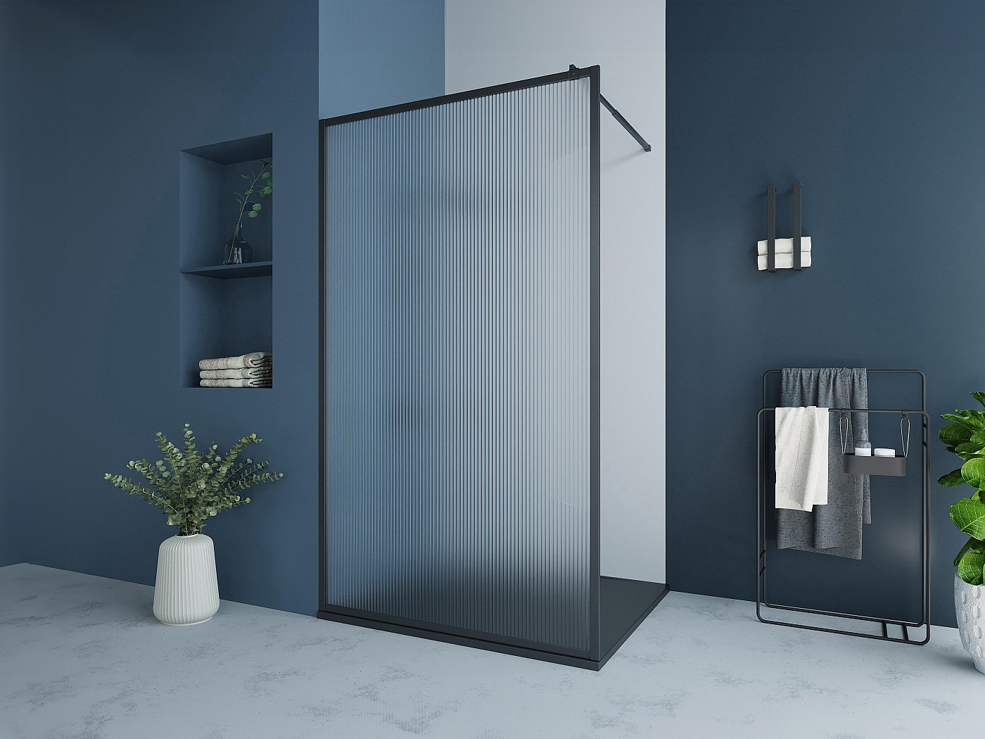 Saniclear Blurred douchewand matglas 100x200cm verouderd messing