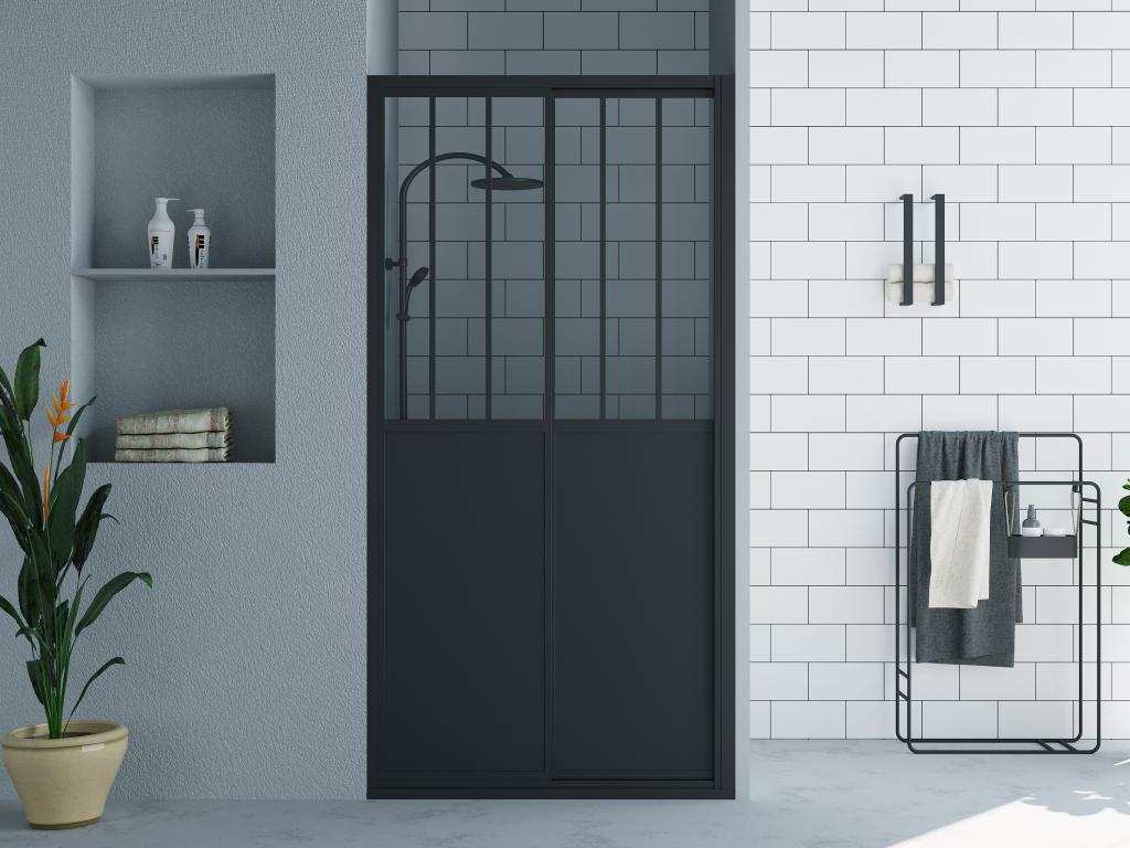 Duschtrennwand Seitenwand Schiebetür - 100 x 195 cm - Industrial Style  - S günstig online kaufen