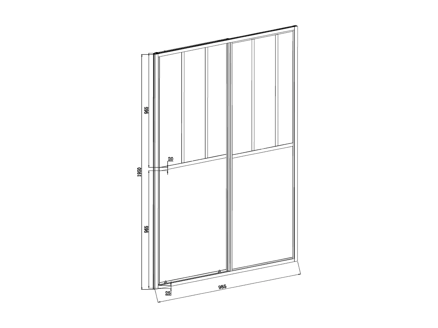 Porte de douche coulissante noir mat style atelier - 100 x 195 cm - URBANIK