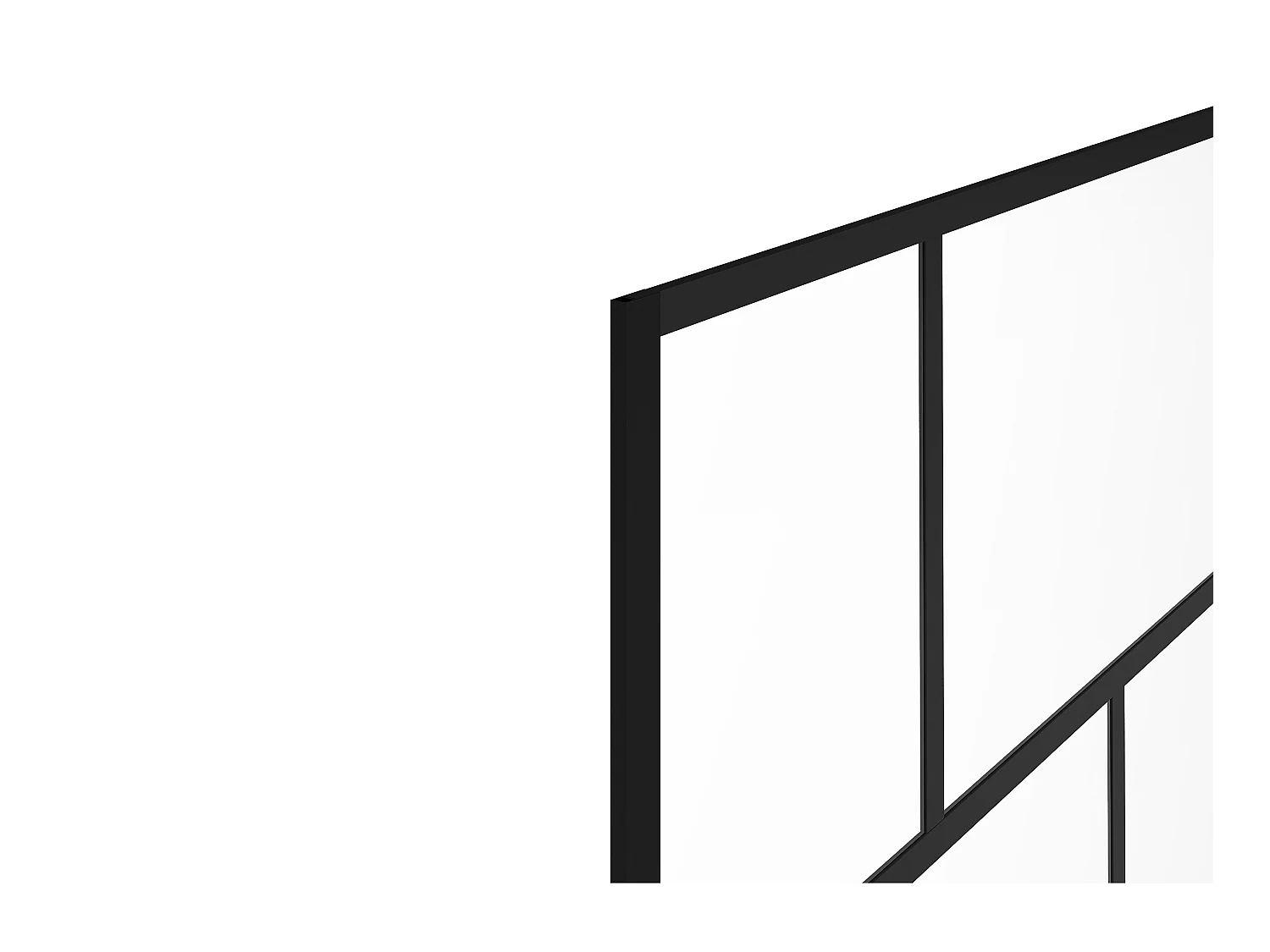 Pare baignoire pivotant style industriel - 80 x 140 cm - Noir mat - Verre - RIVANON