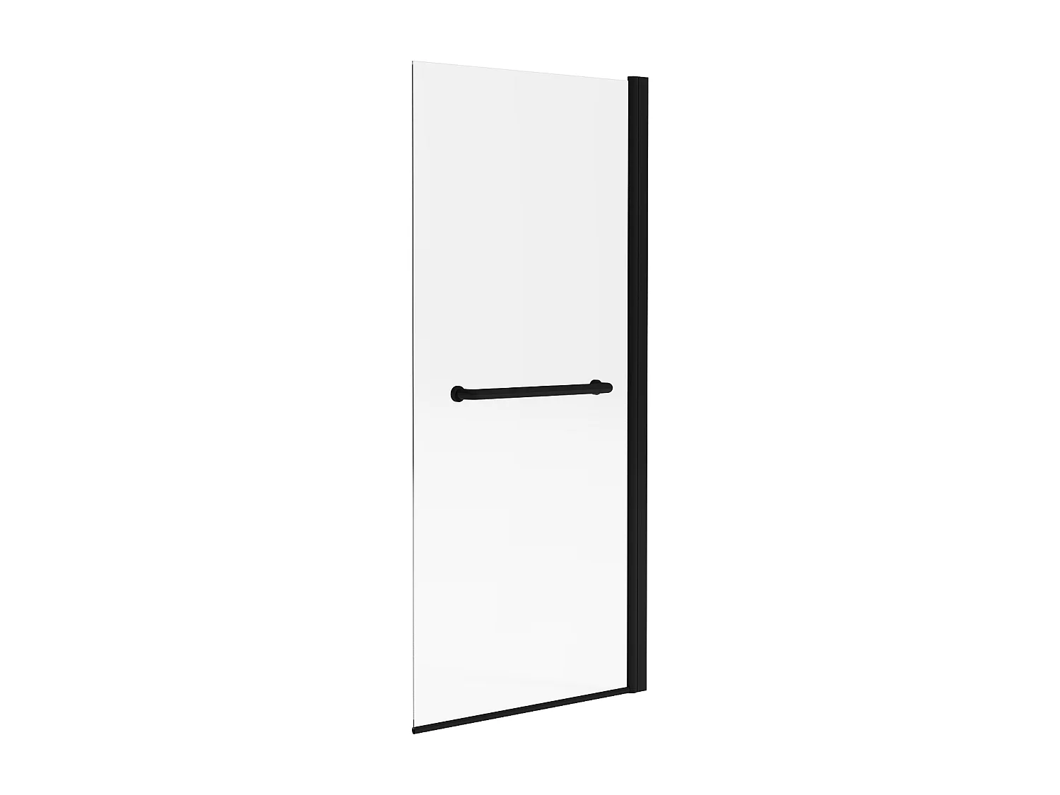 Pare baignoire avec porte-serviette en métal noir mat au style industriel - 70 x 140 cm - TOBIN