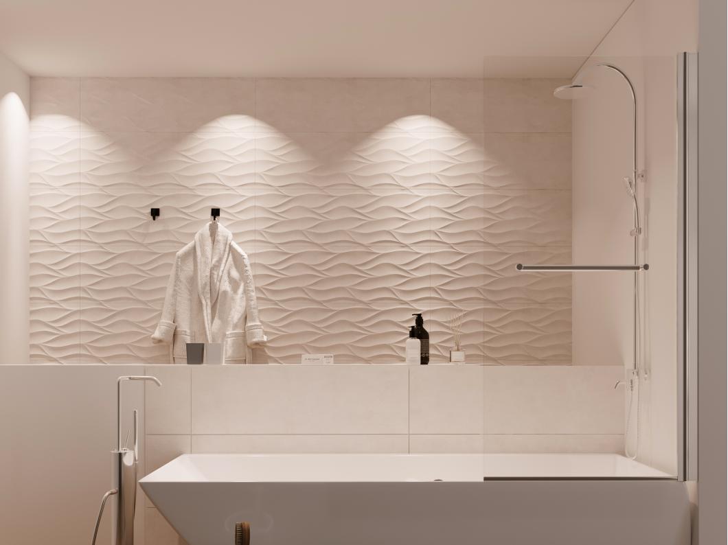 Pare baignoire avec porte-serviette en métal chromé au style industriel - 70 x 140 cm - TOBIN