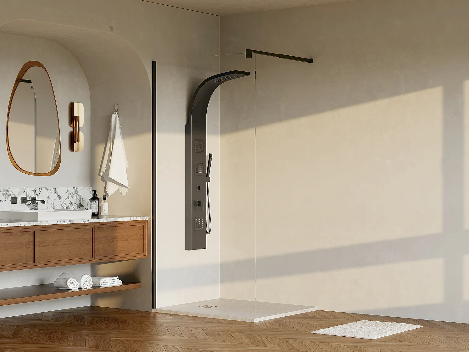Paroi de douche à l'italienne - Noir mat - Verre 6 mm - 120x200 cm - DAREN