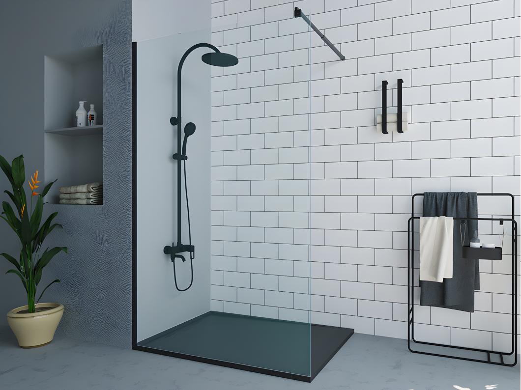 Paroi de douche à l'italienne - Noir mat - Verre 6 mm - 120x200 cm - DAREN