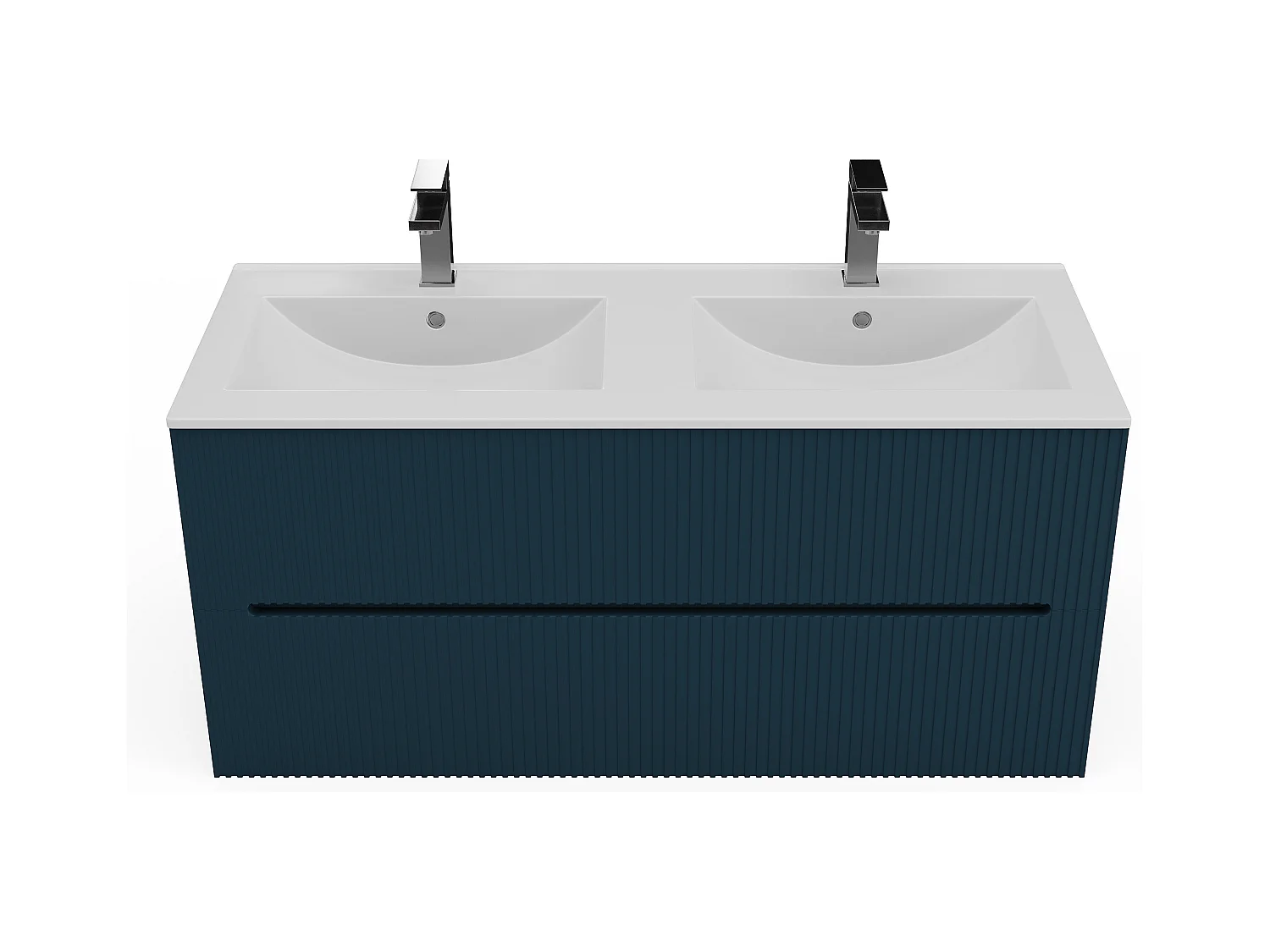 Meuble de salle de bain suspendu avec vasque à encastrer - Strié bleu - 120 cm - PAVANI