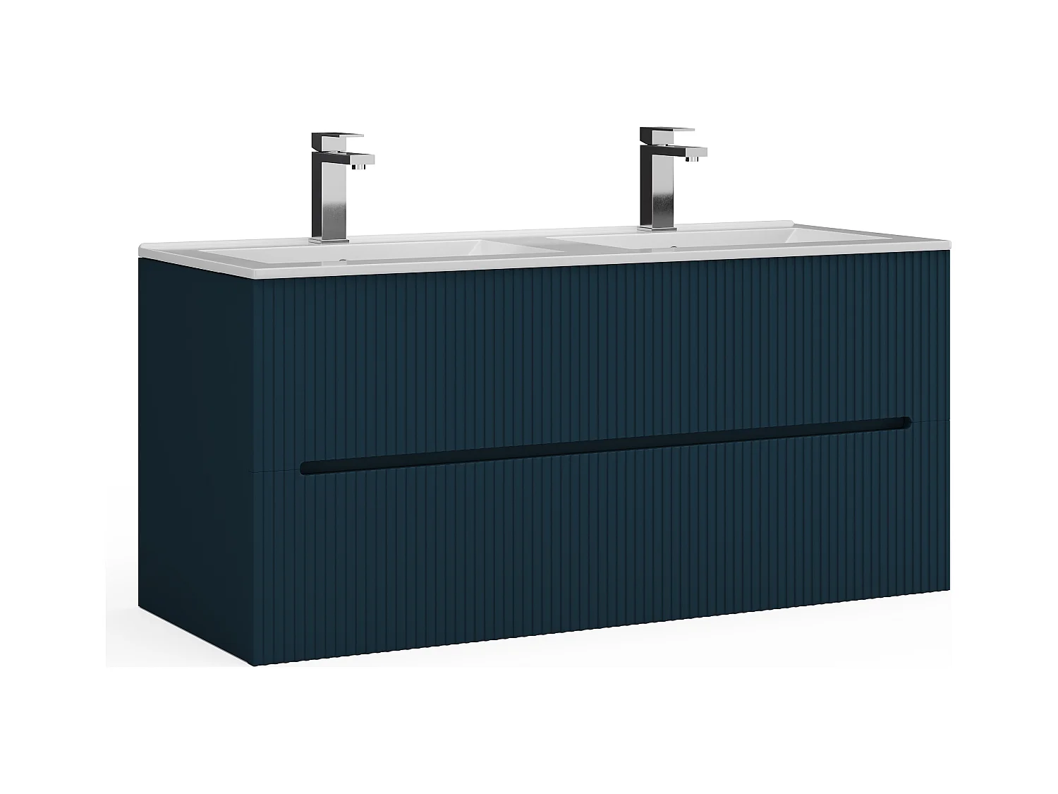 Meuble de salle de bain suspendu avec vasque à encastrer - Strié bleu - 120 cm - PAVANI