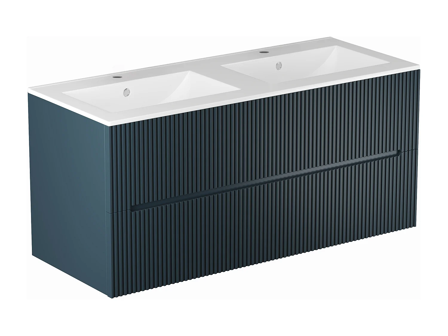 Móvel de casa de banho suspenso com lavatório de encastrar estriado azul 120 cm - PAVANI