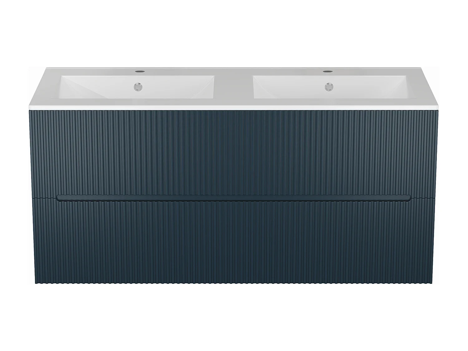 Móvel de casa de banho suspenso com lavatório de encastrar estriado azul 120 cm - PAVANI