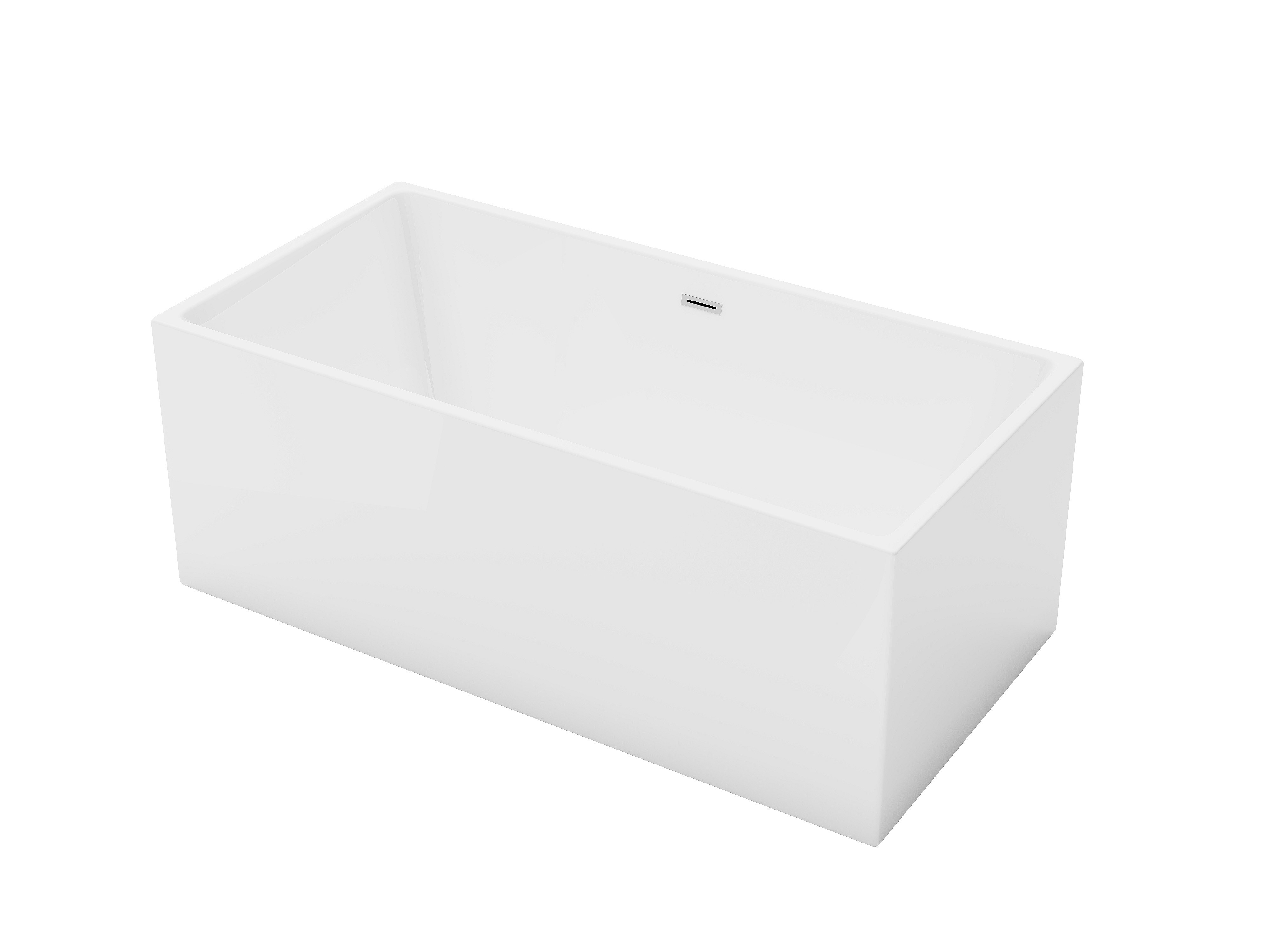 Badewanne halb freistehend 202 L 150 x 75 x 58 cm Acryl Weiß