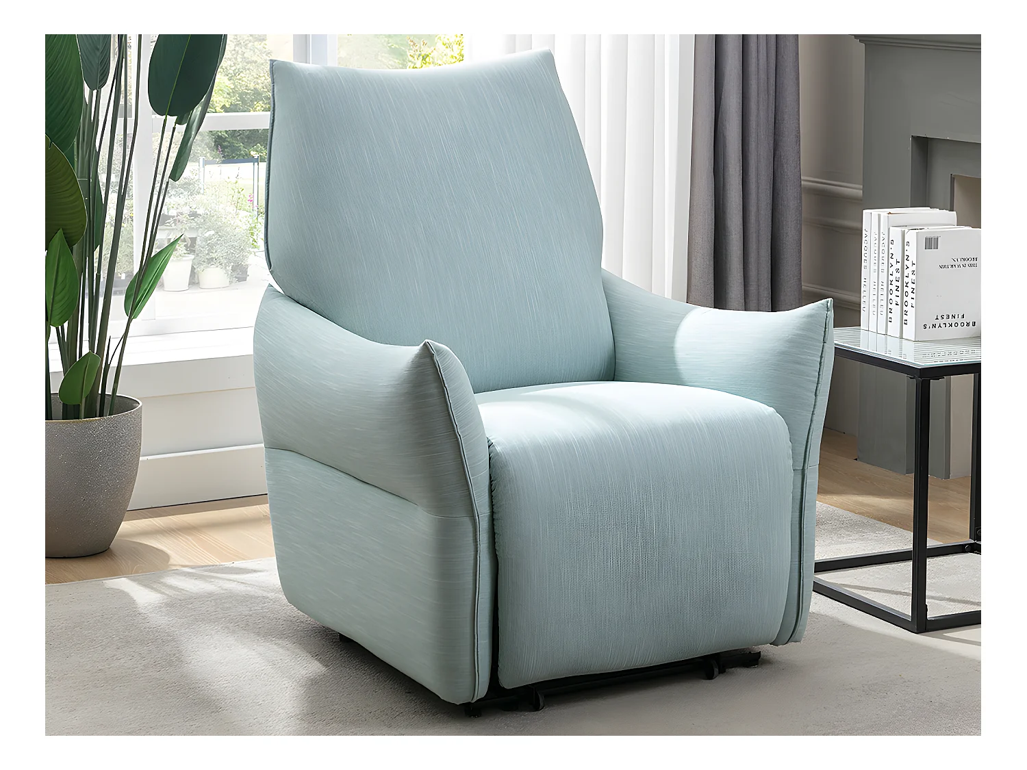 Relaxsessel elektrisch - Stoff - Hellblau - MODOC