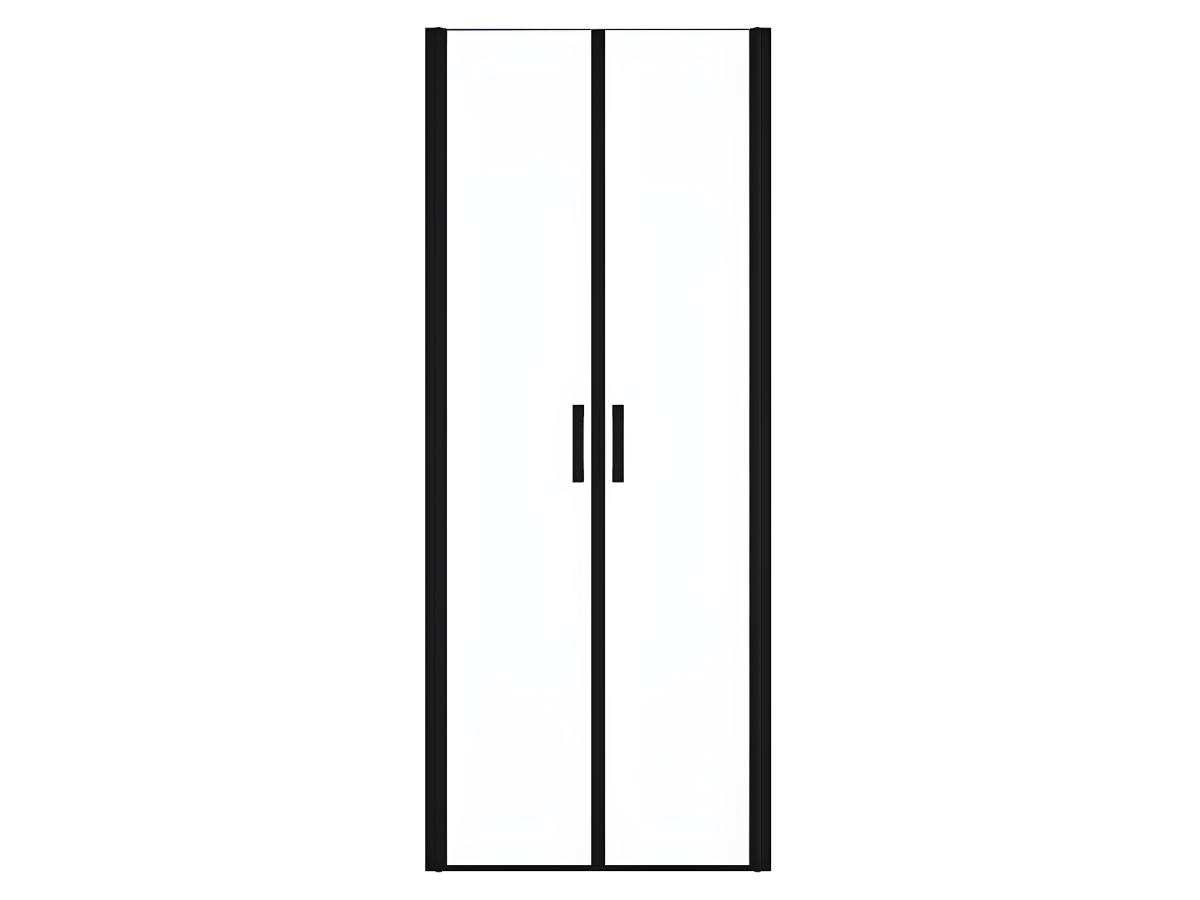 Duschtür Flügeltür - 80 x 195 cm - Sicherheitsglas - Schwarz matt - SARATOS günstig online kaufen