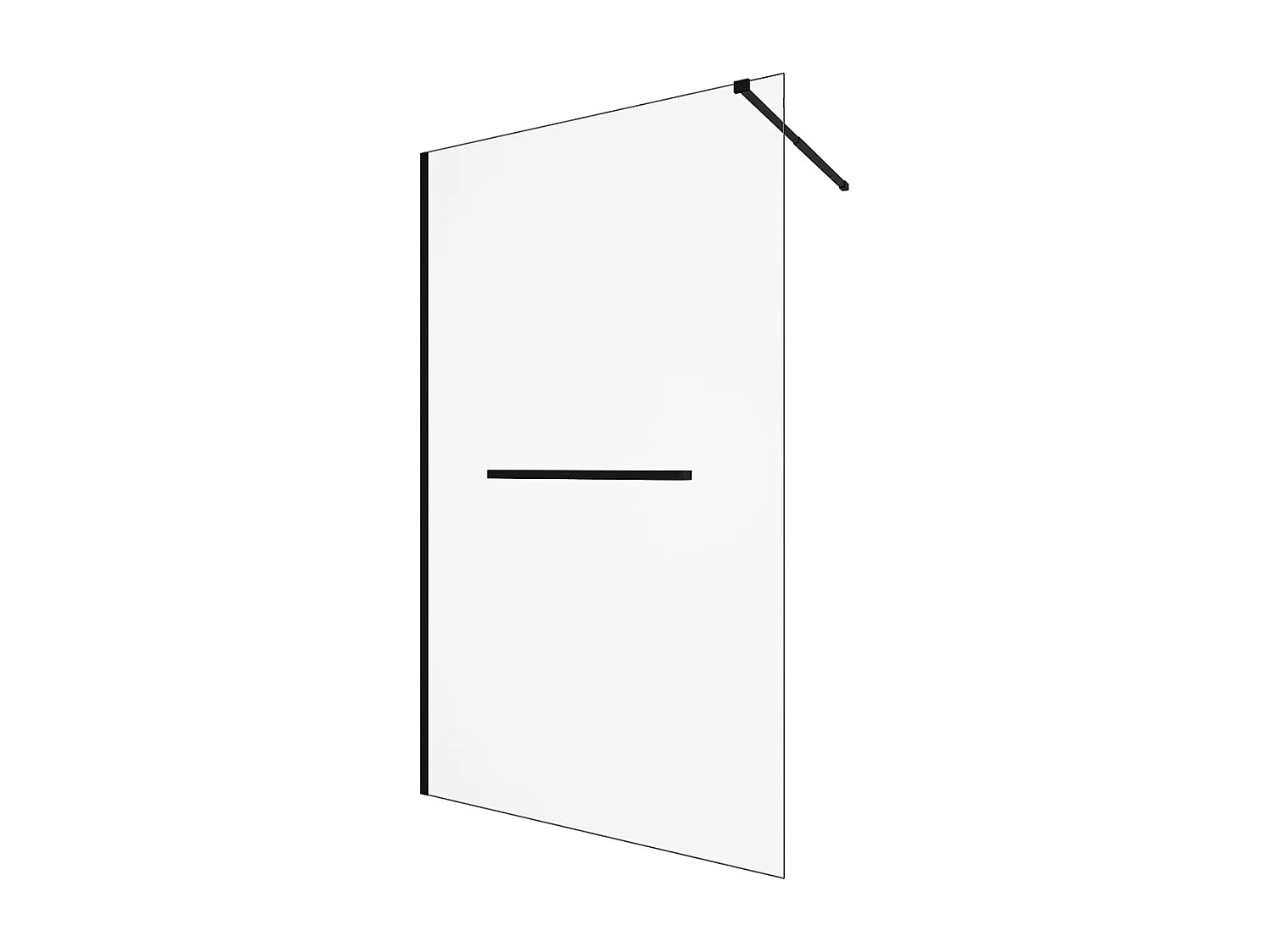 Inloopdouchescherm met handdoekhouder - 120 x 200 cm - Mat zwart - Gehard glas - KRISTEN